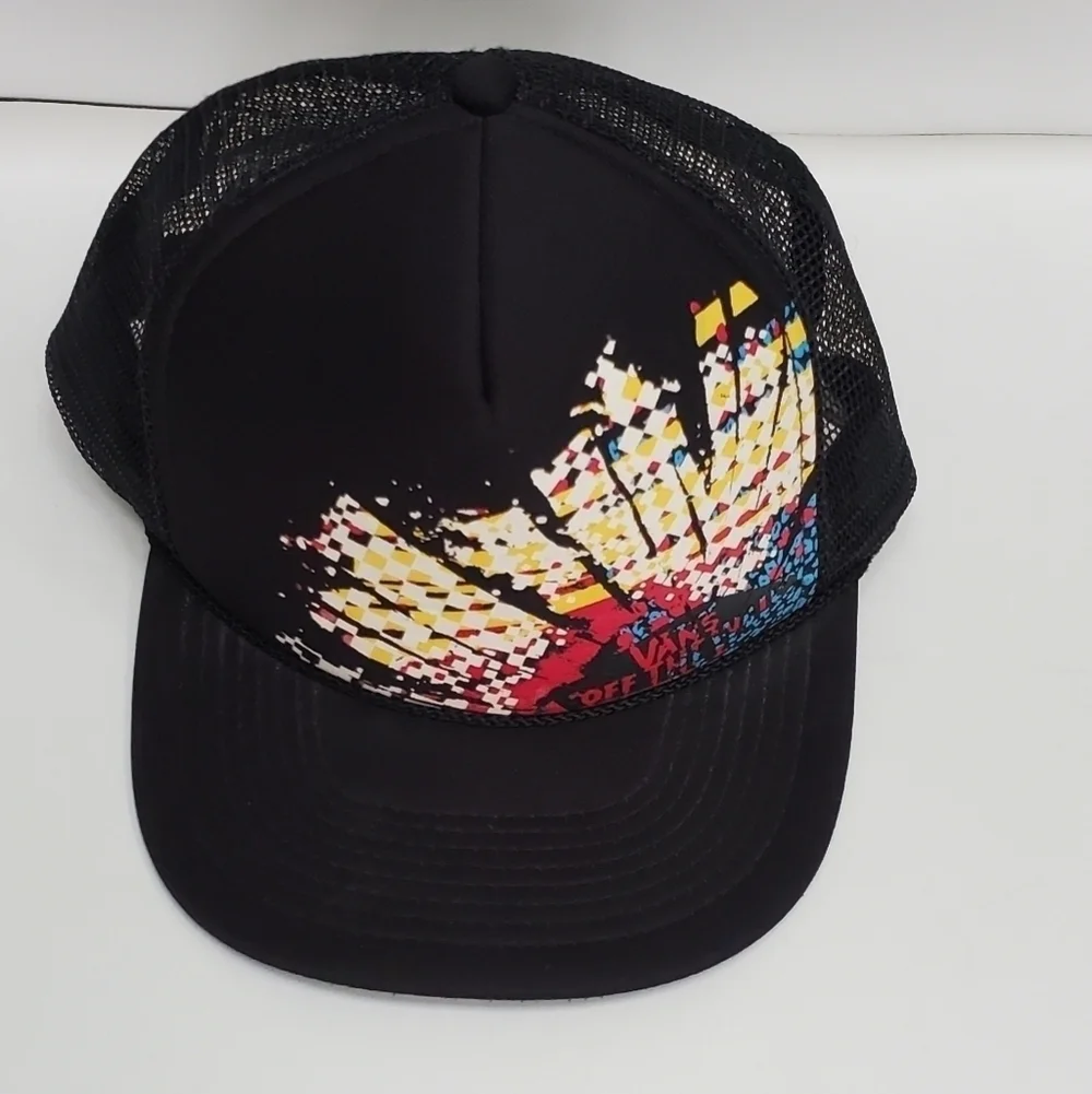 Vans Off The Wall Vintage Snapback Trucker Hat Skater Red Blue Yellow